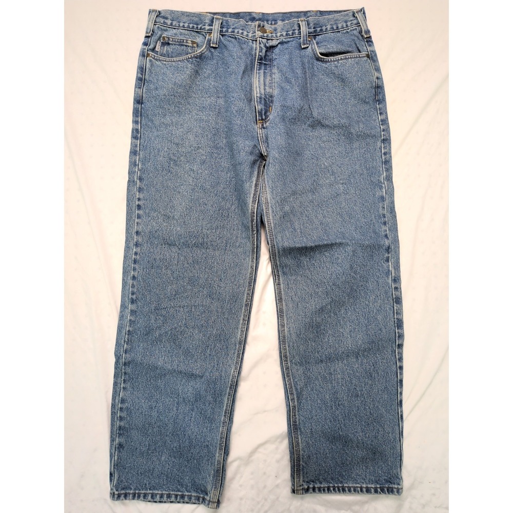 Carhartt Jeans Mens 40x30 Blue Denim Relaxed Fit B460 LVB Workwear Cotton
